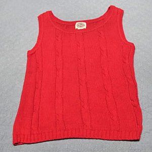 SAKS FIFTH AVENUE, CABLE KNIT SWEATER VEST, BRIGHT RED, SMALL, SAKS REAL PEOPLE